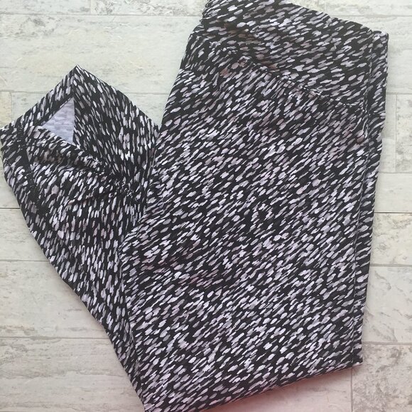 CALVIN KLEIN CK Black Patterned Legging Crop Athletic S Women Cropped Legging - Picture 1 of 7